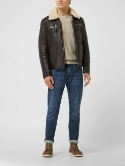 Budget ? Milestone Lederjacke Aus Lammnappa Modell 'Benjamin' - Dunkelbraun ?
