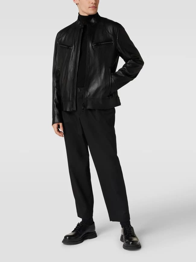 Bestpreis ✔️ BOSS Lederjacke Mit Label-Details Modell 'Malton' - Schwarz ? 1 Bestpreis ✔️ BOSS Lederjacke Mit Label-Details Modell 'Malton' - Schwarz ?