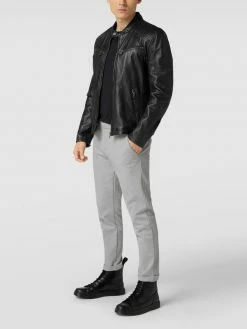 Bestes Angebot ⭐ Gipsy Regular Fit Lederjacke Im Biker-Look Modell 'Marc' - Dunkelblau ?