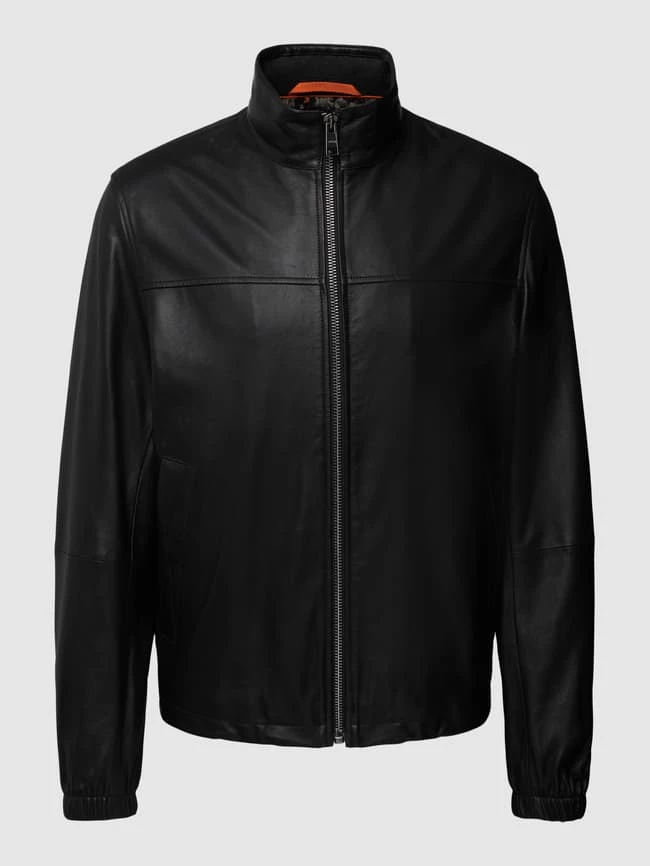 Brandneu ✨ BOSS Casualwear Lederjacke Mit Label-Patch Modell 'JASIS' - Schwarz ? 2 Brandneu ✨ BOSS Casualwear Lederjacke Mit Label-Patch Modell 'JASIS' - Schwarz ? – Bild 2