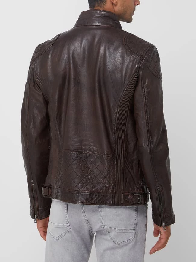 Angebote ⌛ Gipsy Slim Fit Lederjacke Mit Stehkragen Modell 'Darric' - Cognac ⭐ 5 Angebote ⌛ Gipsy Slim Fit Lederjacke Mit Stehkragen Modell 'Darric' - Cognac ⭐ – Bild 5