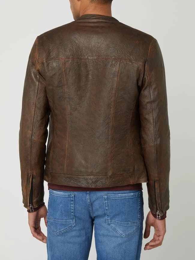 Auslauf ❤️ Goosecraft Lederjacke Aus Lammleder Modell 'Deamon' - Dunkelbraun ? 5 Auslauf ❤️ Goosecraft Lederjacke Aus Lammleder Modell 'Deamon' - Dunkelbraun ? – Bild 5