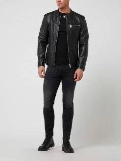 Aktion ? Freaky Nation Lederjacke Mit Stehkragen Modell 'New Hero' - Schwarz ⌛