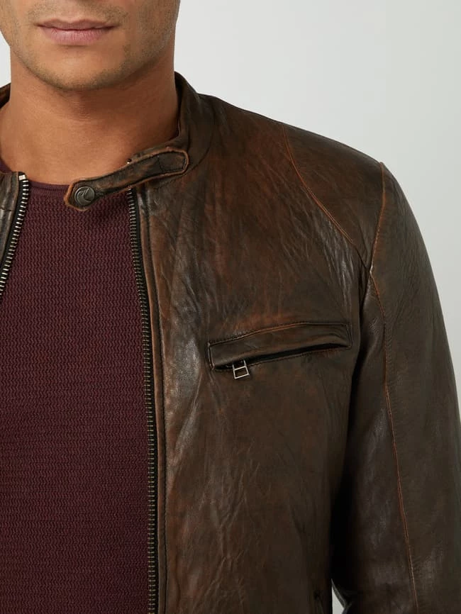 Auslauf ❤️ Goosecraft Lederjacke Aus Lammleder Modell 'Deamon' - Dunkelbraun ? 3 Auslauf ❤️ Goosecraft Lederjacke Aus Lammleder Modell 'Deamon' - Dunkelbraun ? – Bild 3