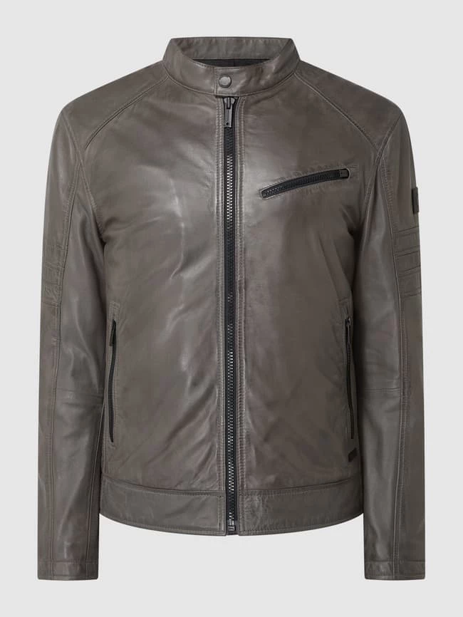 Billig ❤️ Strellson Lederjacke Aus Lammleder Modell 'Bexley' - Wattiert - Mittelgrau ❤️ 2 Billig ❤️ Strellson Lederjacke Aus Lammleder Modell 'Bexley' - Wattiert - Mittelgrau ❤️ – Bild 2