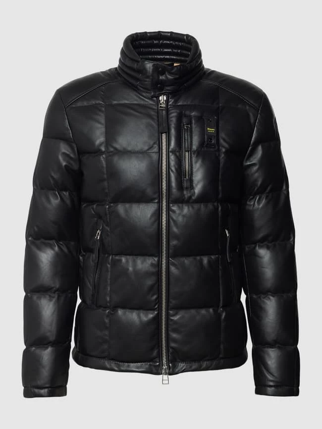 Rabatt ? Blauer Usa Lederjacke Mit Label-Patch - Schwarz ? 2 Rabatt ? Blauer Usa Lederjacke Mit Label-Patch - Schwarz ? – Bild 2