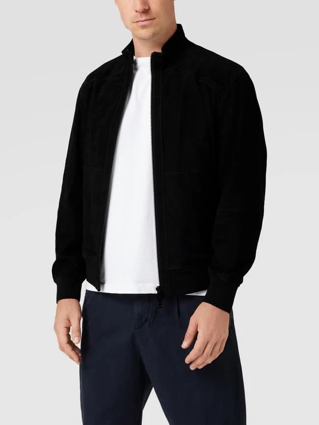 Auslauf ⭐ BOSS Lederjacke Mit Eingrifftaschen Modell 'Mika' - Marineblau ? 4 Auslauf ⭐ BOSS Lederjacke Mit Eingrifftaschen Modell 'Mika' - Marineblau ? – Bild 4