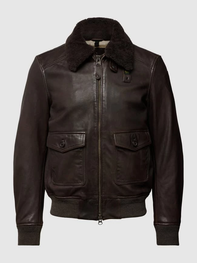 Großhandel ? Blauer Usa Lederjacke Mit Abnehmbarem Kragen - Dunkelbraun ? 2 Großhandel ? Blauer Usa Lederjacke Mit Abnehmbarem Kragen - Dunkelbraun ? – Bild 2