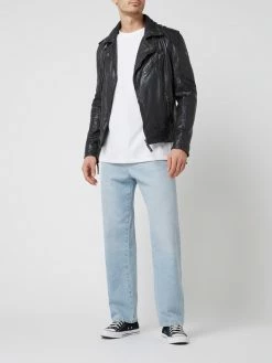 Bestes Angebot ? Gipsy Slim Fit Lederjacke Im Biker-Look Modell 'Malic' - Anthrazit ?