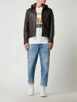 Bester Verkauf ? Gipsy Regular Fit Lederjacke Im Biker-Look Modell 'Rylo' - Dunkelbraun ?