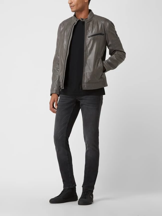 Billig ❤️ Strellson Lederjacke Aus Lammleder Modell 'Bexley' - Wattiert - Mittelgrau ❤️ 1 Billig ❤️ Strellson Lederjacke Aus Lammleder Modell 'Bexley' - Wattiert - Mittelgrau ❤️