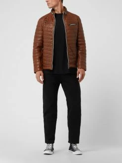 Am billigsten ? Milestone Lederjacke Mit Steppnähten Modell 'Damiano' - Cognac ?
