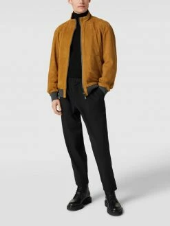 Großhandel ? BOSS Lederjacke Mit Eingrifftaschen Modell 'Mika' - Senfgelb ⭐