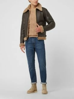 Budget ? Goosecraft Lederjacke Aus Lammshearling Modell 'London' - Hellbraun ?