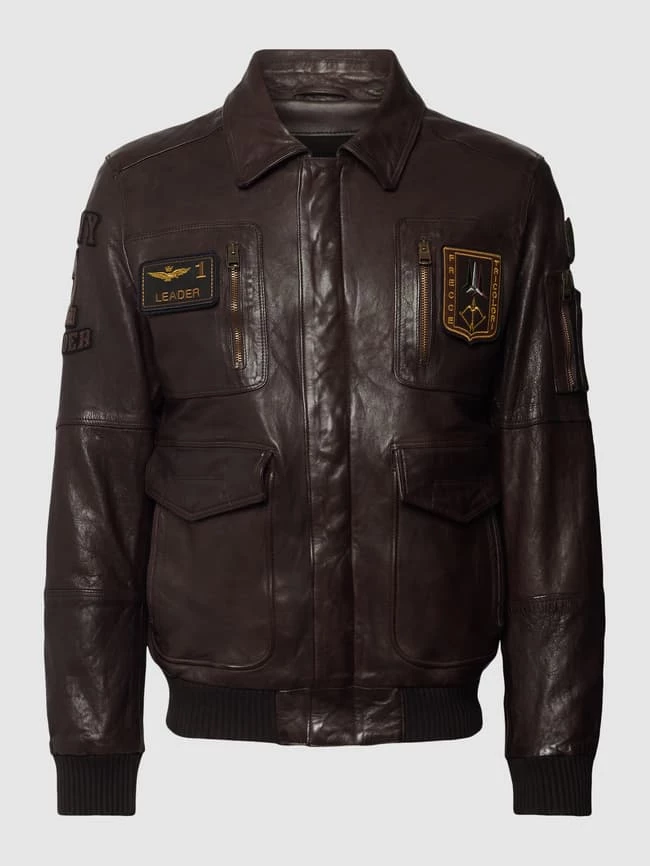 Rabatt ? Aeronautica Militare Lederjacke Mit Zierbesatz Modell 'FRECCE' - Schokobraun ? 2 Rabatt ? Aeronautica Militare Lederjacke Mit Zierbesatz Modell 'FRECCE' - Schokobraun ? – Bild 2