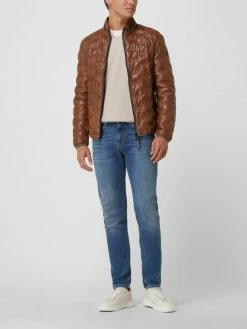 Großhandel ? Milestone Lederjacke Mit Steppnähten Modell 'Aversa' - Cognac ?