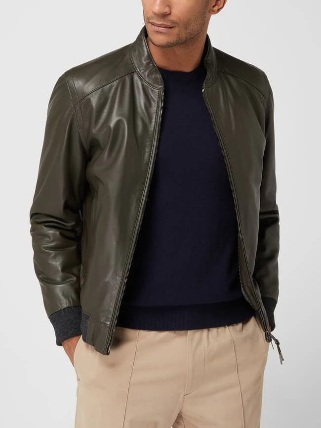 Am billigsten ✨ Windsor Lederjacke Mit Wattierung Modell 'Borello' - Olivgrün ? 4 Am billigsten ✨ Windsor Lederjacke Mit Wattierung Modell 'Borello' - Olivgrün ? – Bild 4