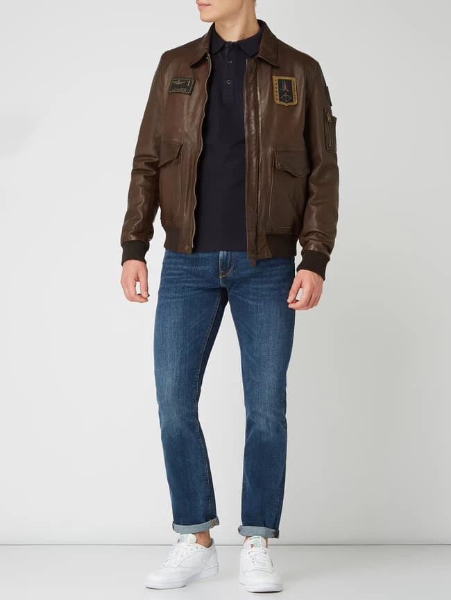 Rabatt ? Aeronautica Militare Lederjacke Mit Aufnähern - Dunkelbraun ? 1 Rabatt ? Aeronautica Militare Lederjacke Mit Aufnähern - Dunkelbraun ?