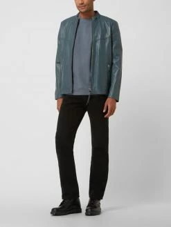 Aktion ? YOUNG POETS SOCIETY Lederjacke Mit Stehkragen Modell 'Lian' - Rauchblau ?