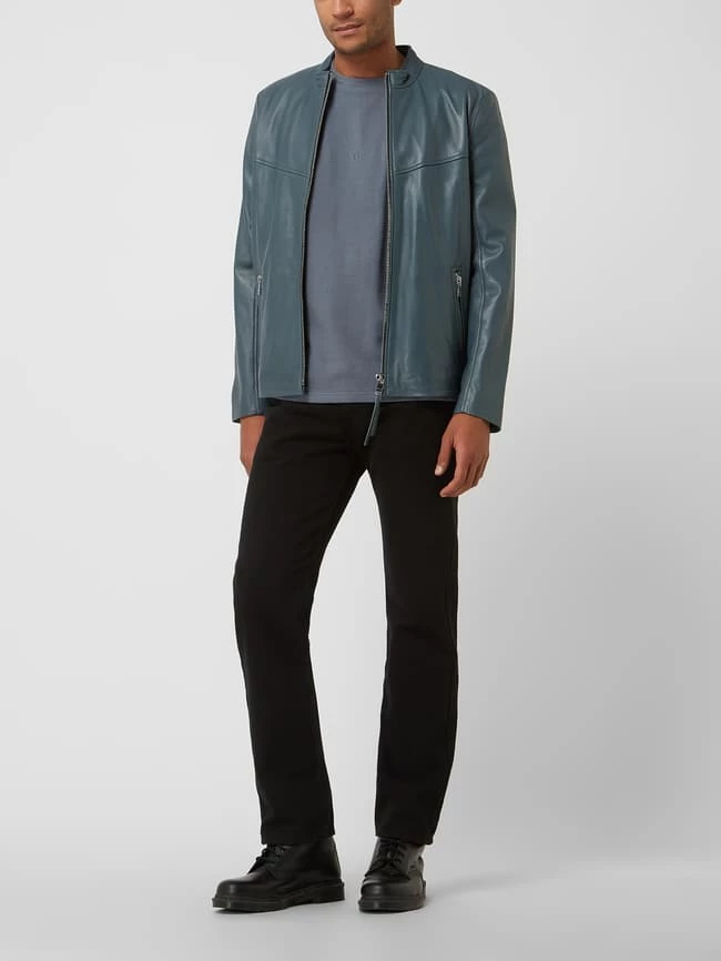 Aktion ? YOUNG POETS SOCIETY Lederjacke Mit Stehkragen Modell 'Lian' - Rauchblau ? 1 Aktion ? YOUNG POETS SOCIETY Lederjacke Mit Stehkragen Modell 'Lian' - Rauchblau ?