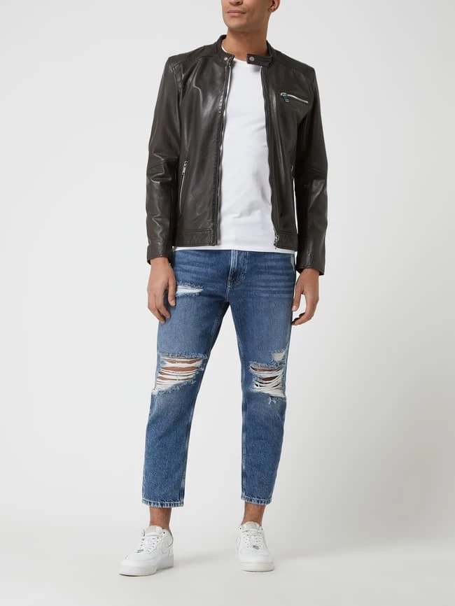 Neu ? Freaky Nation Lederjacke Mit Reißverschlusstaschen Modell 'Lucky Jim' - Dunkelbraun ? 1 Neu ? Freaky Nation Lederjacke Mit Reißverschlusstaschen Modell 'Lucky Jim' - Dunkelbraun ?