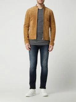 Billig ❤️ Goosecraft Jacke Aus Veloursleder 'Anytime Biker' - Sand ?