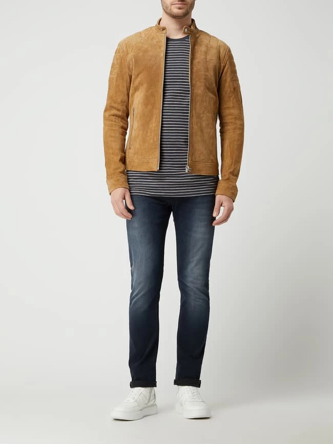 Billig ❤️ Goosecraft Jacke Aus Veloursleder 'Anytime Biker' - Sand ? 1 Billig ❤️ Goosecraft Jacke Aus Veloursleder 'Anytime Biker' - Sand ?