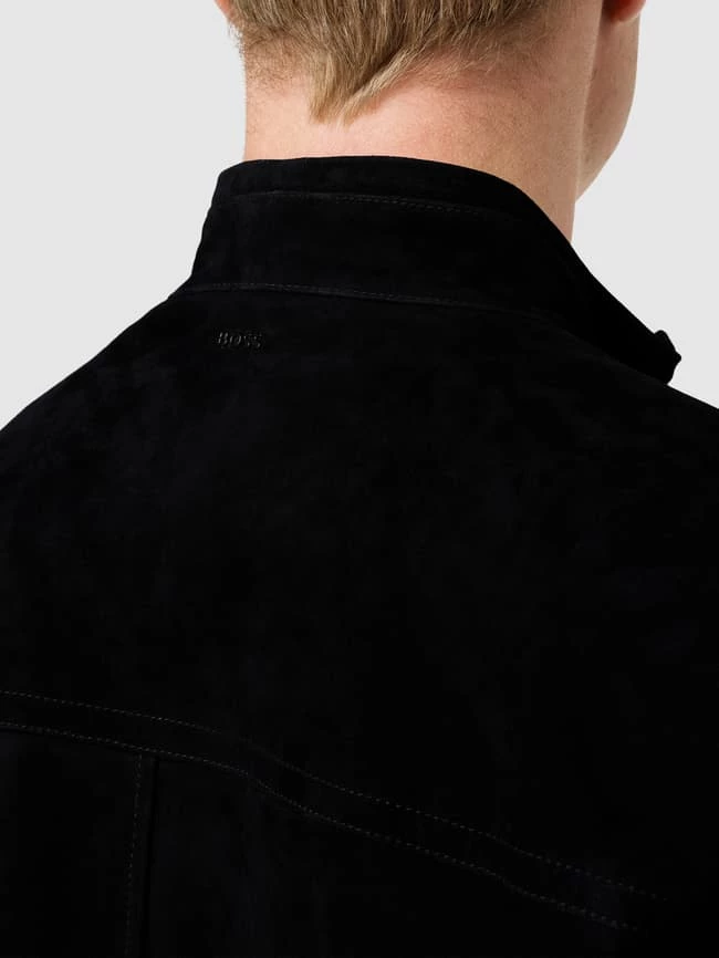 Auslauf ⭐ BOSS Lederjacke Mit Eingrifftaschen Modell 'Mika' - Marineblau ? 3 Auslauf ⭐ BOSS Lederjacke Mit Eingrifftaschen Modell 'Mika' - Marineblau ? – Bild 3