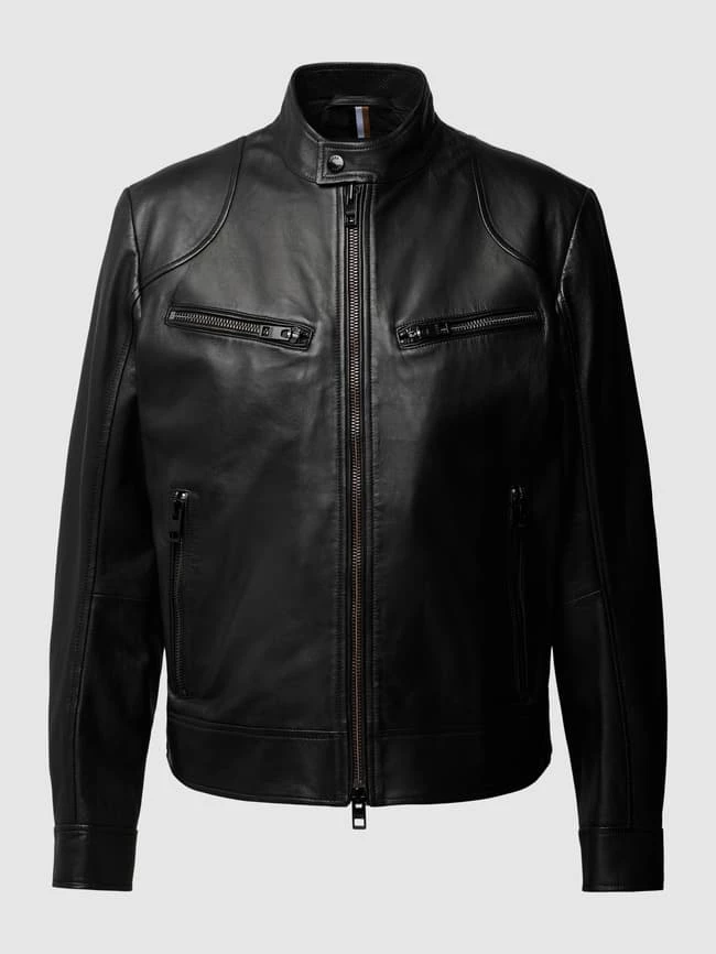 Bestpreis ✔️ BOSS Lederjacke Mit Label-Details Modell 'Malton' - Schwarz ? 2 Bestpreis ✔️ BOSS Lederjacke Mit Label-Details Modell 'Malton' - Schwarz ? – Bild 2