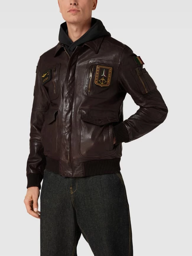 Rabatt ? Aeronautica Militare Lederjacke Mit Zierbesatz Modell 'FRECCE' - Schokobraun ? 4 Rabatt ? Aeronautica Militare Lederjacke Mit Zierbesatz Modell 'FRECCE' - Schokobraun ? – Bild 4