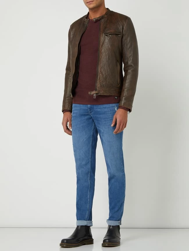 Auslauf ❤️ Goosecraft Lederjacke Aus Lammleder Modell 'Deamon' - Dunkelbraun ? 1 Auslauf ❤️ Goosecraft Lederjacke Aus Lammleder Modell 'Deamon' - Dunkelbraun ?