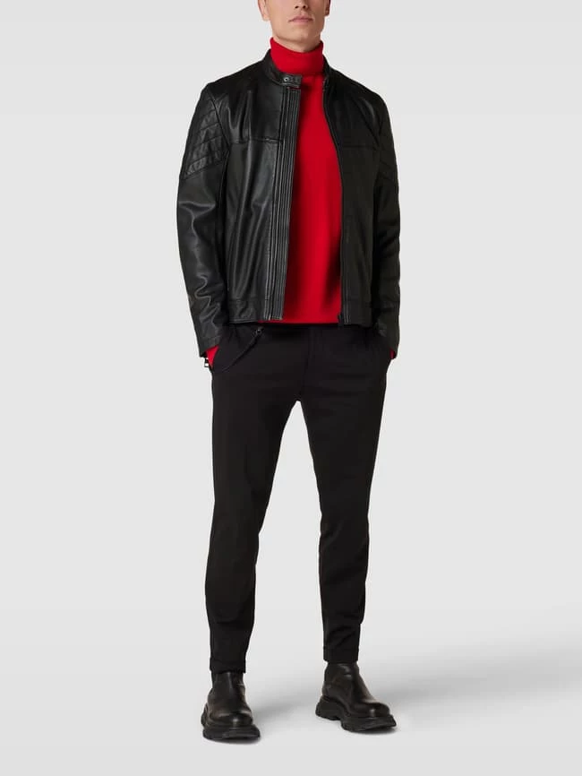 Bestpreis ? BOSS Casualwear Lederjacke Mit Label-Patch Modell 'JOSET' - Schwarz ✔️ 1 Bestpreis ? BOSS Casualwear Lederjacke Mit Label-Patch Modell 'JOSET' - Schwarz ✔️