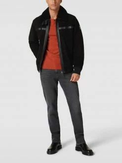 Aktion ? BOSS Casualwear Lederjacke Mit Fellkragen Modell 'Jur' - Schwarz ?