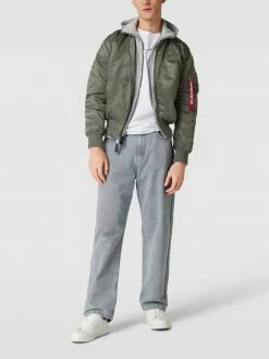 Blitzangebot ? Alpha Industries Jacke Mit Label-Details - Olivgrün ✔️