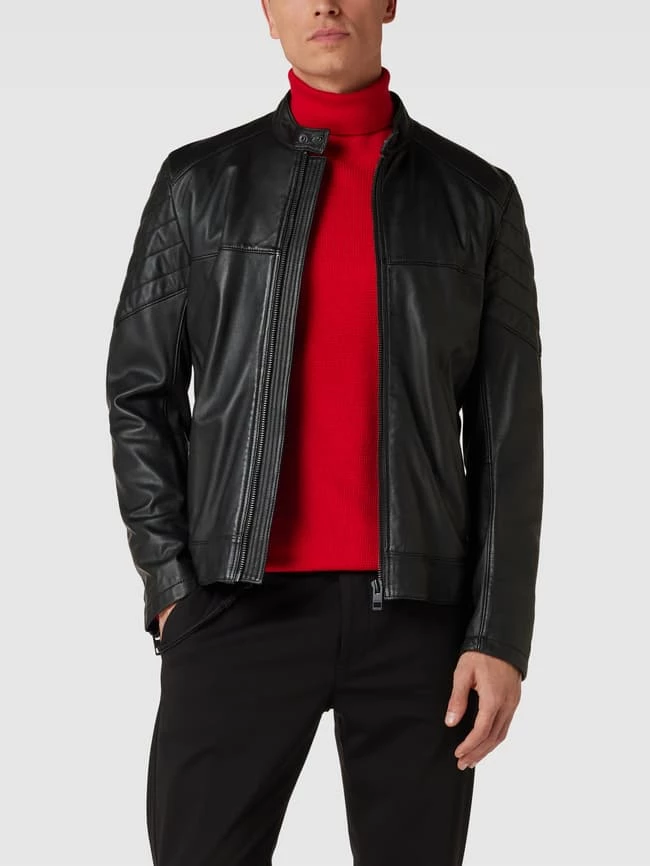 Bestpreis ? BOSS Casualwear Lederjacke Mit Label-Patch Modell 'JOSET' - Schwarz ✔️ 4 Bestpreis ? BOSS Casualwear Lederjacke Mit Label-Patch Modell 'JOSET' - Schwarz ✔️ – Bild 4