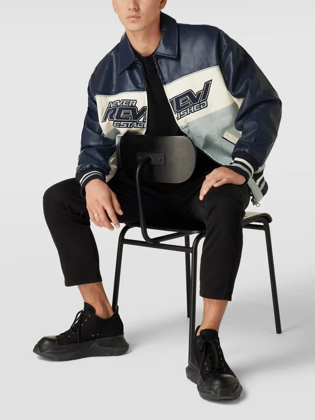 Schlussverkauf ⭐ REVIEW Lederjacke Mit Label-Stitching - Dunkelblau ⭐ 1 Schlussverkauf ⭐ REVIEW Lederjacke Mit Label-Stitching - Dunkelblau ⭐