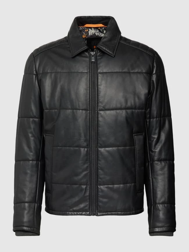 Großhandel ⌛ BOSS Casualwear Lederjacke Mit Kragen Modell 'JEROH' - Schwarz ⌛ 2 Großhandel ⌛ BOSS Casualwear Lederjacke Mit Kragen Modell 'JEROH' - Schwarz ⌛ – Bild 2
