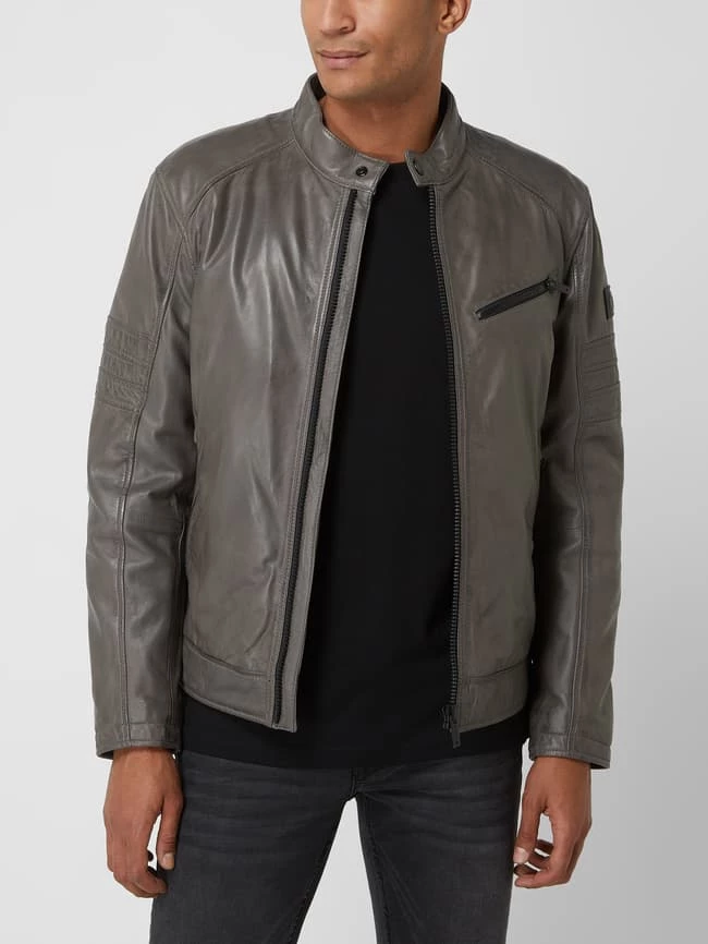 Billig ❤️ Strellson Lederjacke Aus Lammleder Modell 'Bexley' - Wattiert - Mittelgrau ❤️ 4 Billig ❤️ Strellson Lederjacke Aus Lammleder Modell 'Bexley' - Wattiert - Mittelgrau ❤️ – Bild 4