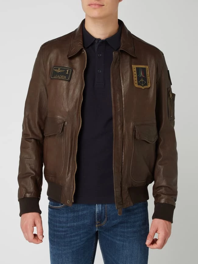 Rabatt ? Aeronautica Militare Lederjacke Mit Aufnähern - Dunkelbraun ? 4 Rabatt ? Aeronautica Militare Lederjacke Mit Aufnähern - Dunkelbraun ? – Bild 4