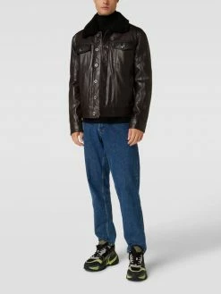 Auslauf ? JOOP! ? Jeans Lederjacke Mit Label-Details - Schwarz ?