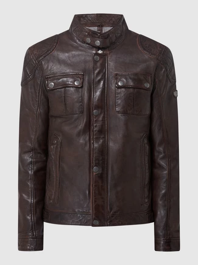 Angebote ⌛ Gipsy Slim Fit Lederjacke Mit Stehkragen Modell 'Darric' - Cognac ⭐ 2 Angebote ⌛ Gipsy Slim Fit Lederjacke Mit Stehkragen Modell 'Darric' - Cognac ⭐ – Bild 2