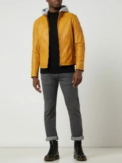 Auslauf ? Gipsy Regular Fit Lederjacke Im Biker-Look Modell 'Rylo' - Gold ?