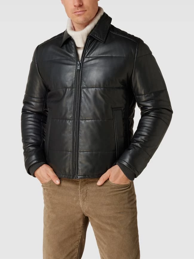 Großhandel ⌛ BOSS Casualwear Lederjacke Mit Kragen Modell 'JEROH' - Schwarz ⌛ 4 Großhandel ⌛ BOSS Casualwear Lederjacke Mit Kragen Modell 'JEROH' - Schwarz ⌛ – Bild 4