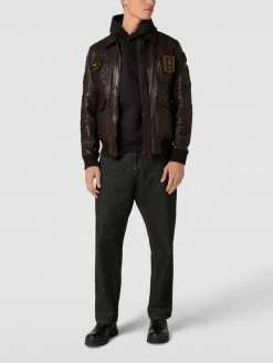 Rabatt ? Aeronautica Militare Lederjacke Mit Zierbesatz Modell 'FRECCE' - Schokobraun ?