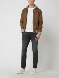 Am billigsten ? GimoS Lederjacke Mit Abnehmbarer Kapuze - Cognac ⌛