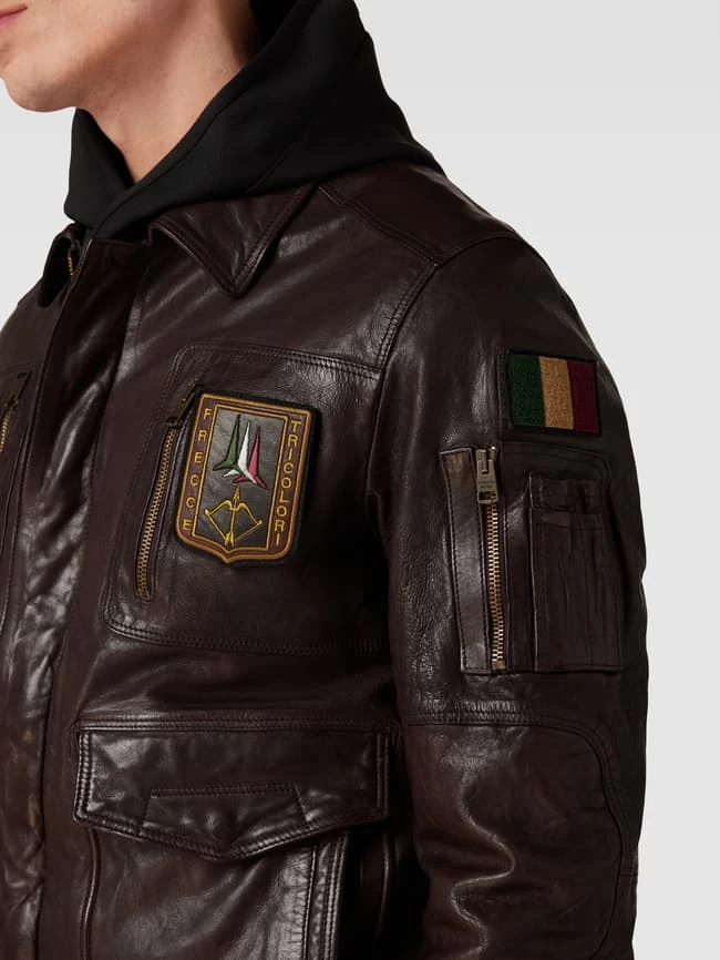 Rabatt ? Aeronautica Militare Lederjacke Mit Zierbesatz Modell 'FRECCE' - Schokobraun ? 3 Rabatt ? Aeronautica Militare Lederjacke Mit Zierbesatz Modell 'FRECCE' - Schokobraun ? – Bild 3