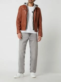 Bestpreis ⭐ Gipsy Regular Fit Lederjacke Im Biker-Look Modell 'Barlo' - Cognac ?