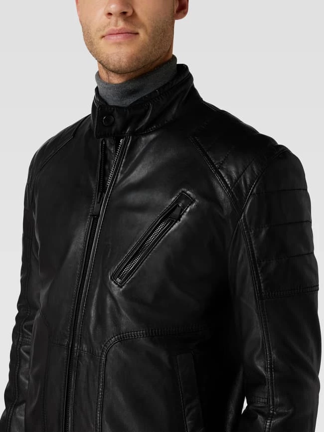 Schlussverkauf ✨ JOOP! ? Jeans Lederjacke Mit Schulterpolstern Modell 'Lima' - Schwarz ? 3 Schlussverkauf ✨ JOOP! ? Jeans Lederjacke Mit Schulterpolstern Modell 'Lima' - Schwarz ? – Bild 3