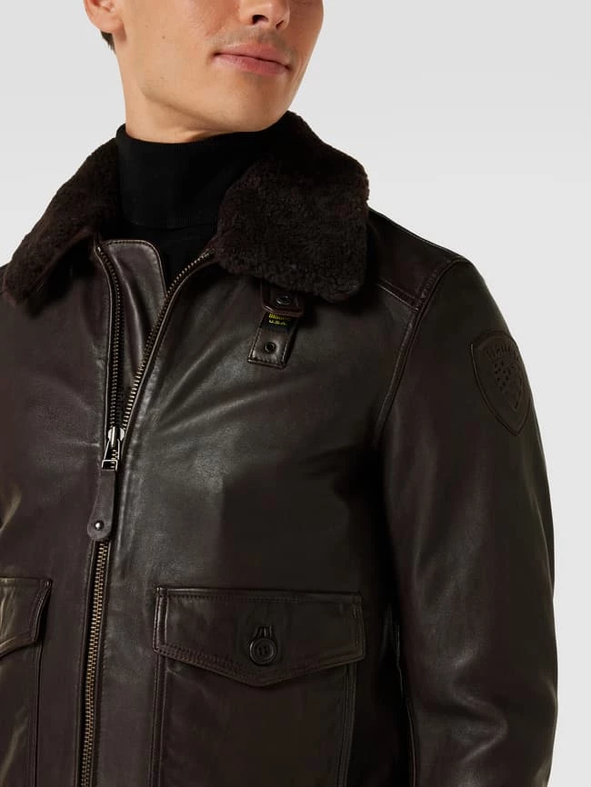 Großhandel ? Blauer Usa Lederjacke Mit Abnehmbarem Kragen - Dunkelbraun ? 3 Großhandel ? Blauer Usa Lederjacke Mit Abnehmbarem Kragen - Dunkelbraun ? – Bild 3