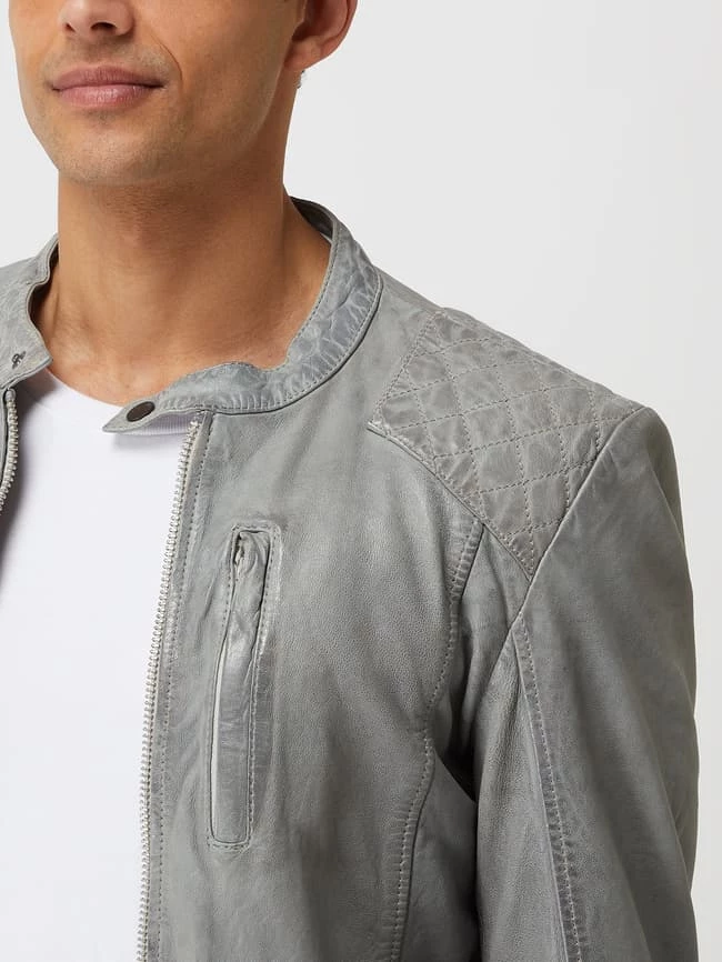 Am billigsten ? Freaky Nation Lederjacke Mit Stehkragen Modell 'Kiano' - Hellgrau ❤️ 3 Am billigsten ? Freaky Nation Lederjacke Mit Stehkragen Modell 'Kiano' - Hellgrau ❤️ – Bild 3